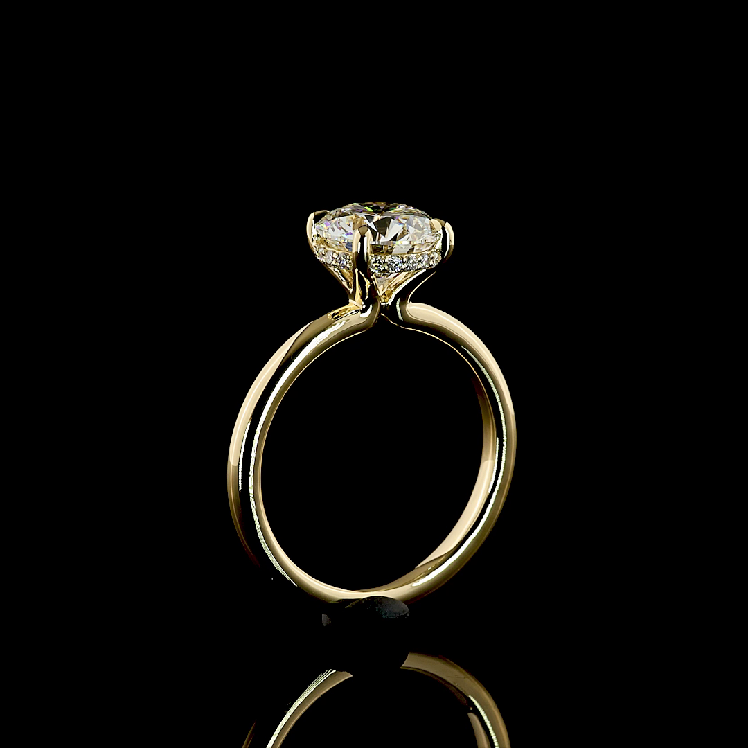 2.16 CT Round Lab Grown Diamond Engagement Ring in 14K Yellow Gold