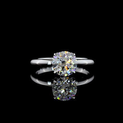 1.6 CT Round Lab Grown Diamond Engagement Ring in 14K White Gold