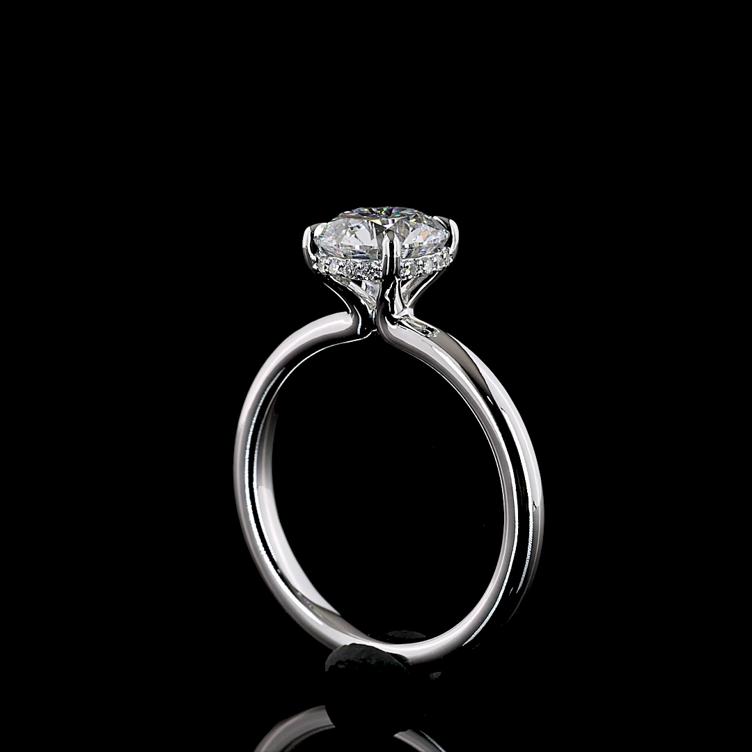 1.6 CT Round Lab Grown Diamond Engagement Ring in 14K White Gold