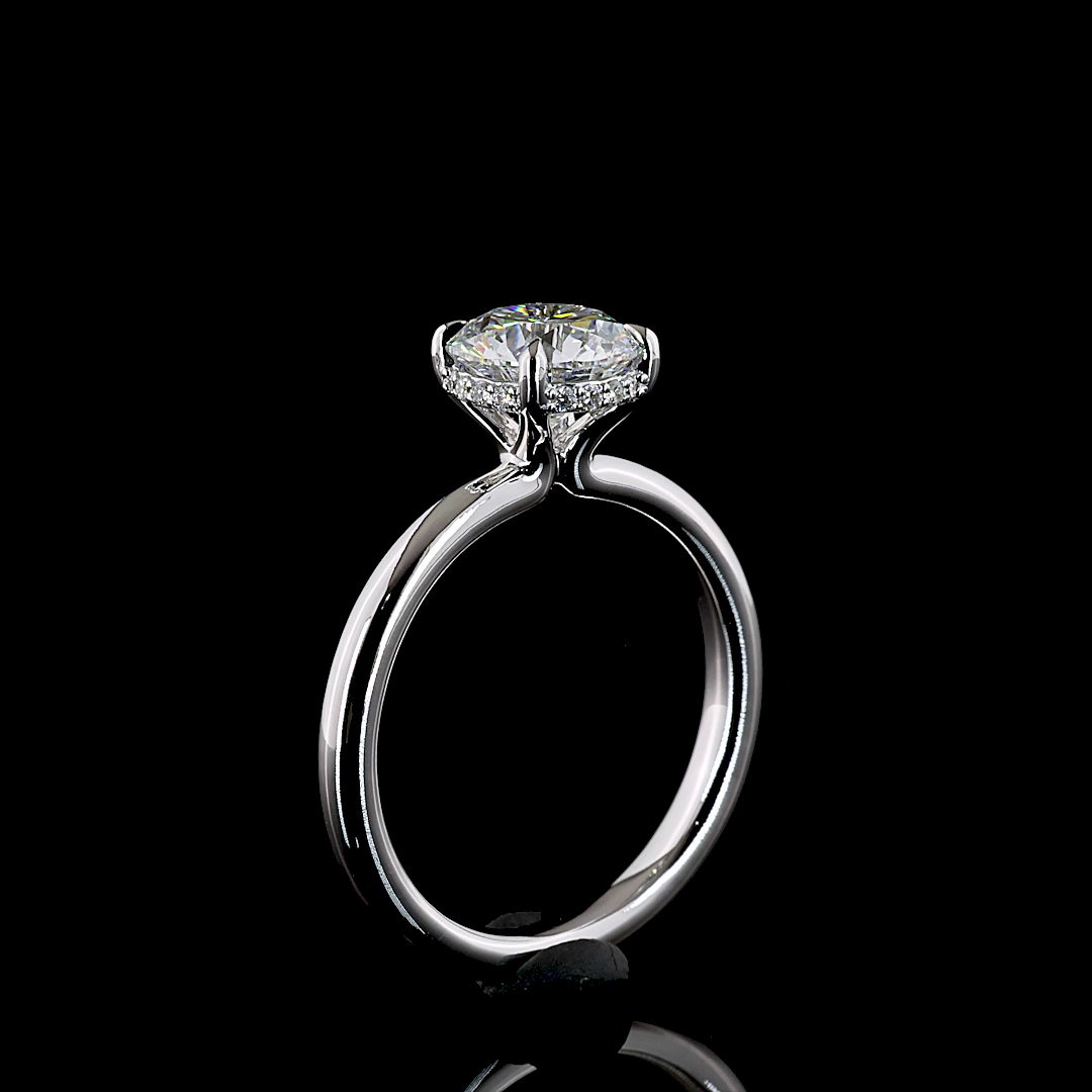 1.6 CT Round Lab Grown Diamond Engagement Ring in 14K White Gold