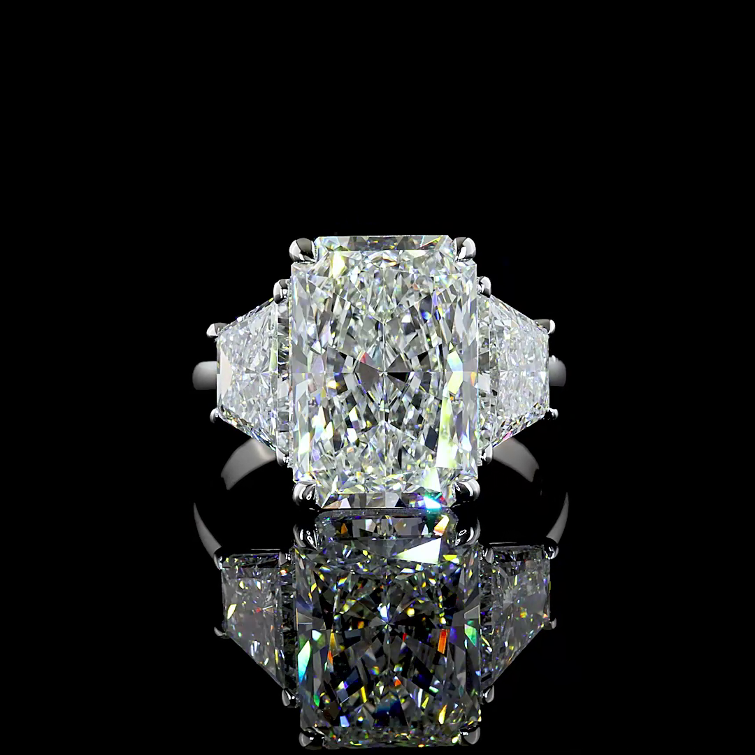 11.31 CT Radiant Lab Grown Diamond Engagement Ring in 14K White Gold