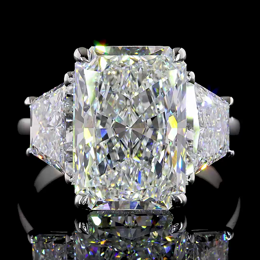 11.31 CT Radiant Lab Grown Diamond Engagement Ring in 14K White Gold