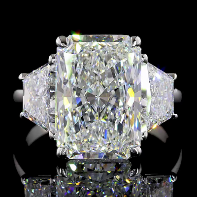 11.31 CT Radiant Lab Grown Diamond Engagement Ring in 14K White Gold