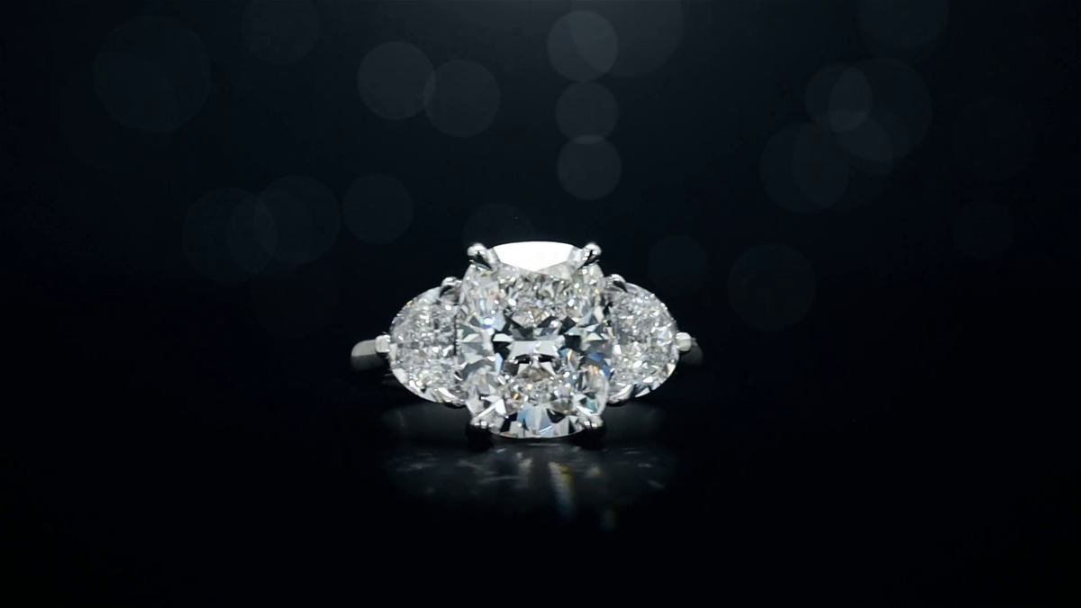 4.79 CT Cushion Lab Grown Diamond Engagement Ring in 14K White Gold
