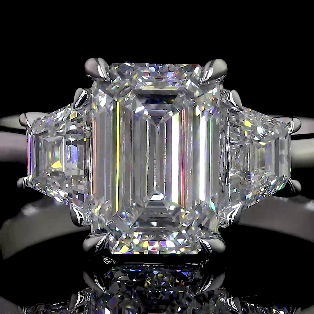 4.89 CT Emerald Lab Grown Diamond Engagement Ring in 14K White Gold