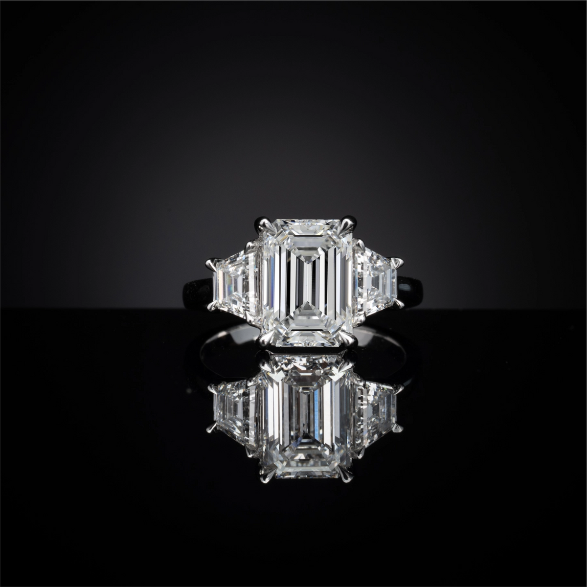6.4 CT Emerald Lab Grown Diamond Engagement Ring in 14K White Gold