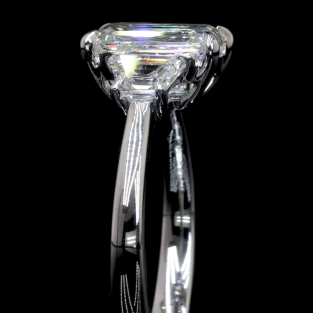 4.89 CT Emerald Lab Grown Diamond Engagement Ring in 14K White Gold
