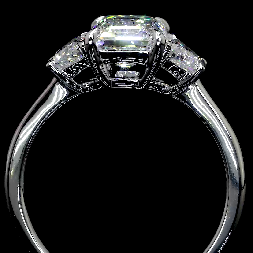 6.4 CT Emerald Lab Grown Diamond Engagement Ring in 14K White Gold
