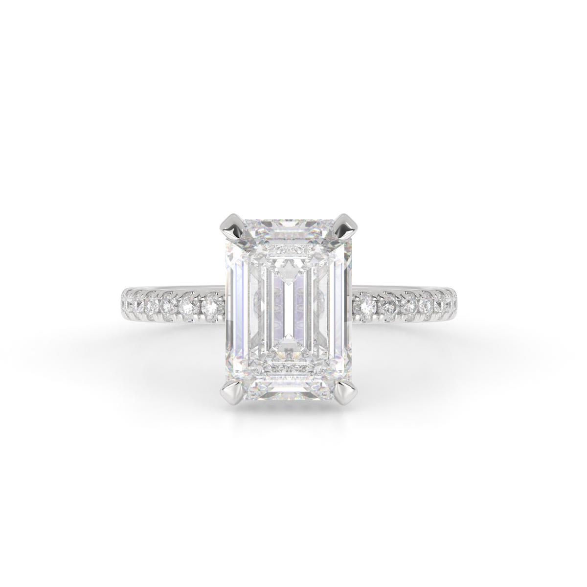 6.18 CT Emerald Lab Grown Diamond Engagement Ring in 14K White Gold