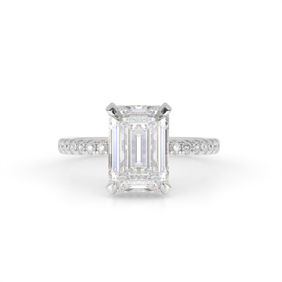 6.18 CT Emerald Lab Grown Diamond Engagement Ring in 14K White Gold