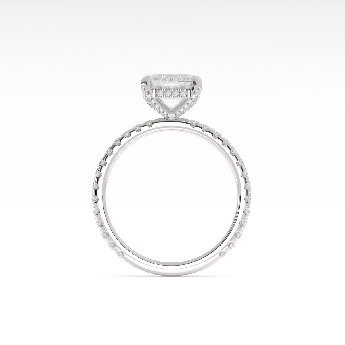 6.18 CT Emerald Lab Grown Diamond Engagement Ring in 14K White Gold