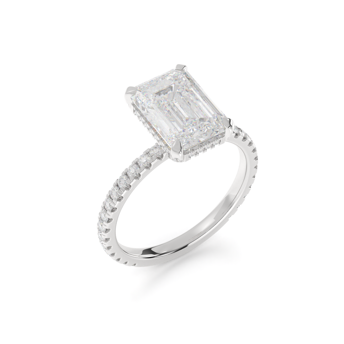 6.18 CT Emerald Lab Grown Diamond Engagement Ring in 14K White Gold