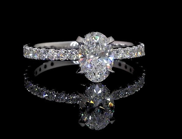 1.75 CT Oval Lab Grown Diamond Engagement Ring in 14K White Gold