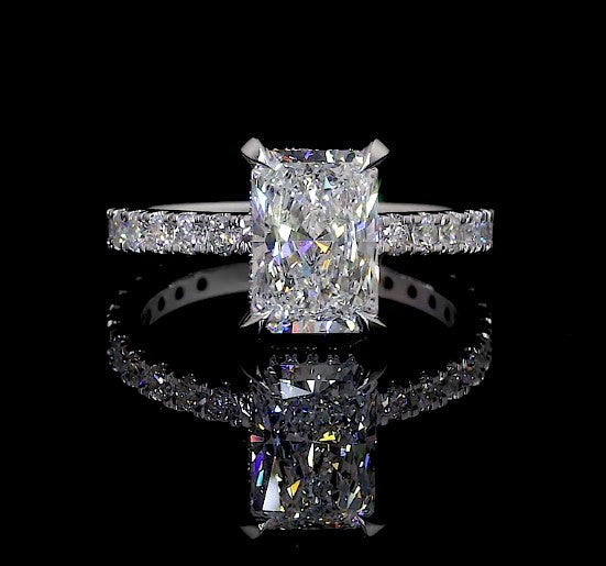 9.14 CT Radiant Lab Grown Diamond Engagement Ring in 14K White Gold