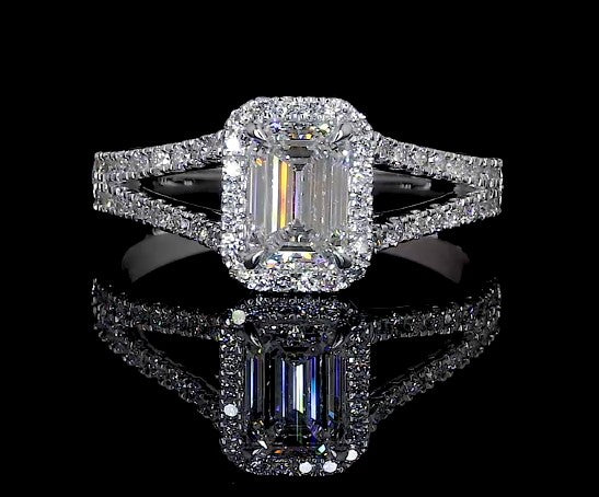 9.01 CT Emerald Lab Grown Diamond Engagement Ring in 14K White Gold