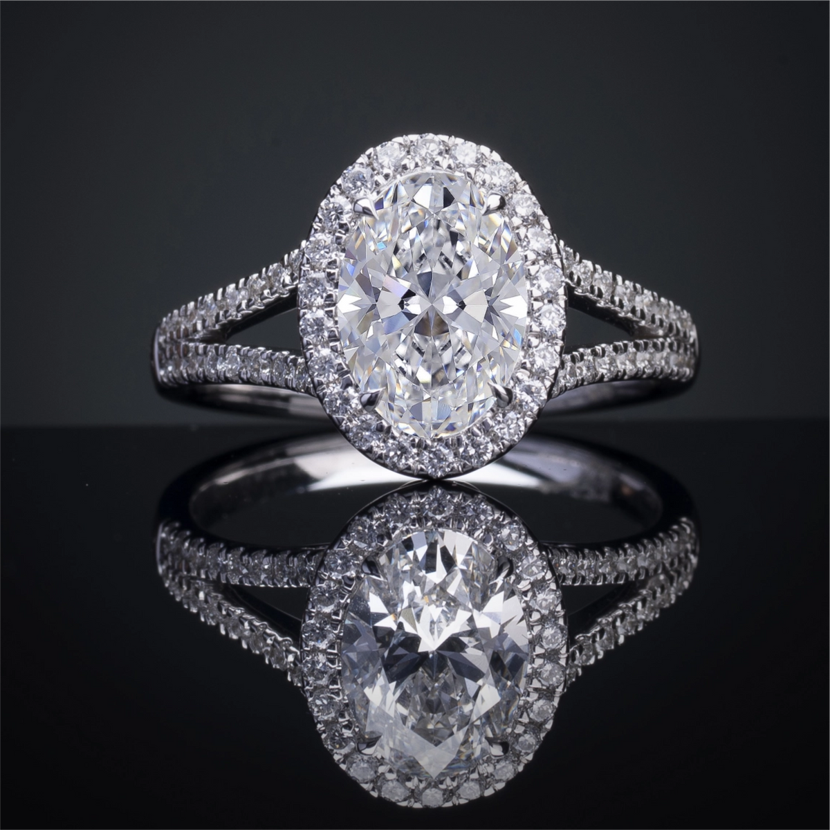 5.25 CT Oval Lab Grown Diamond Engagement Ring in 14K White Gold