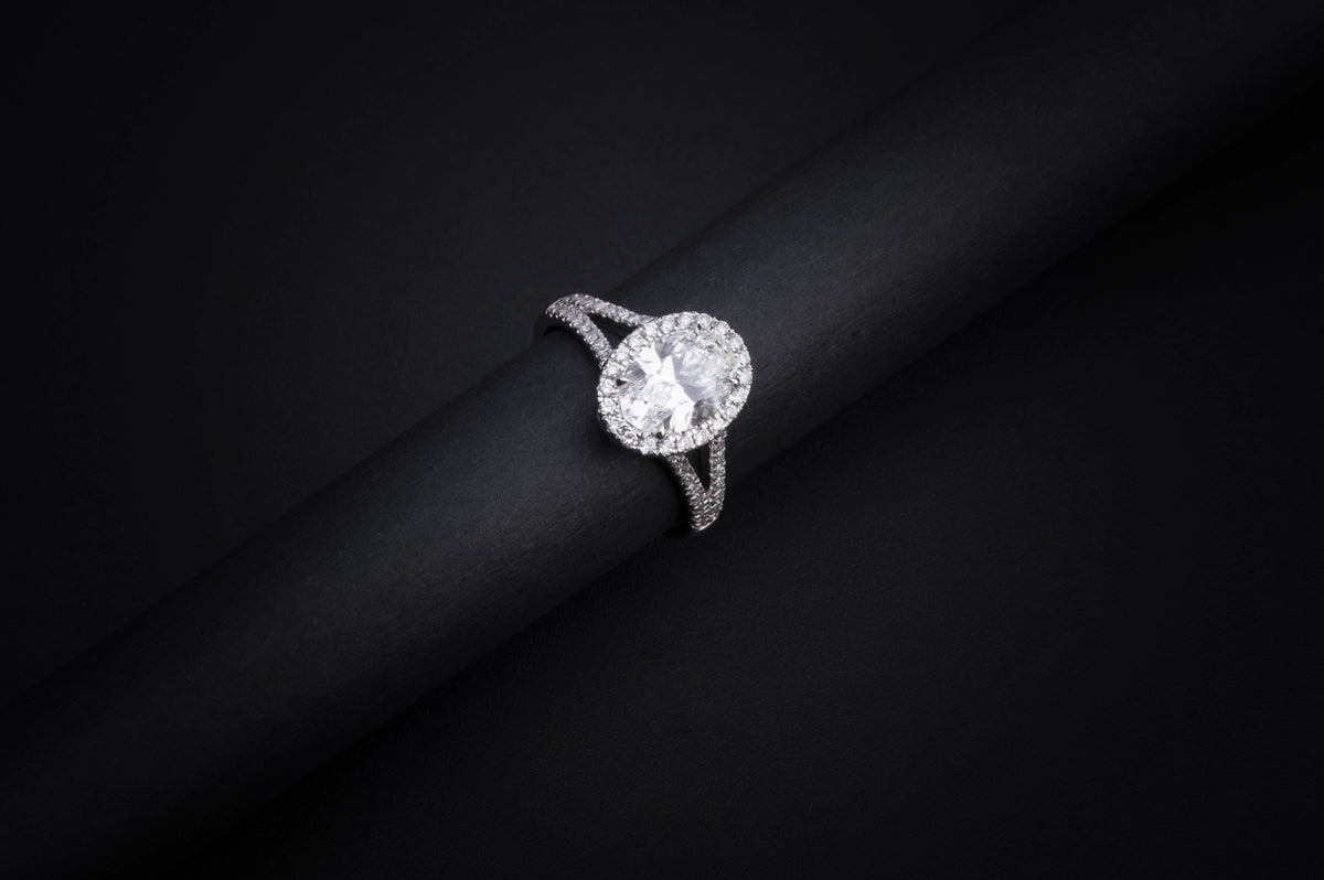 5.25 CT Oval Lab Grown Diamond Engagement Ring in 14K White Gold