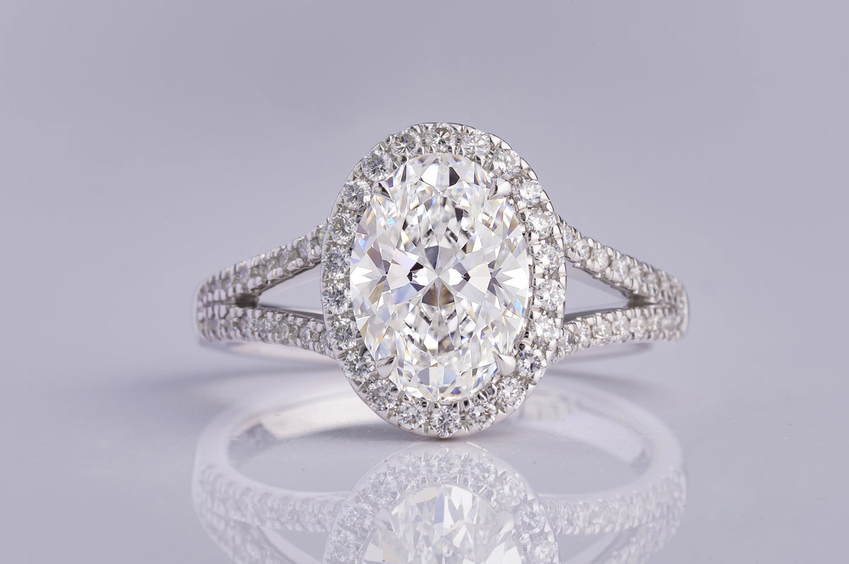 5.25 CT Oval Lab Grown Diamond Engagement Ring in 14K White Gold