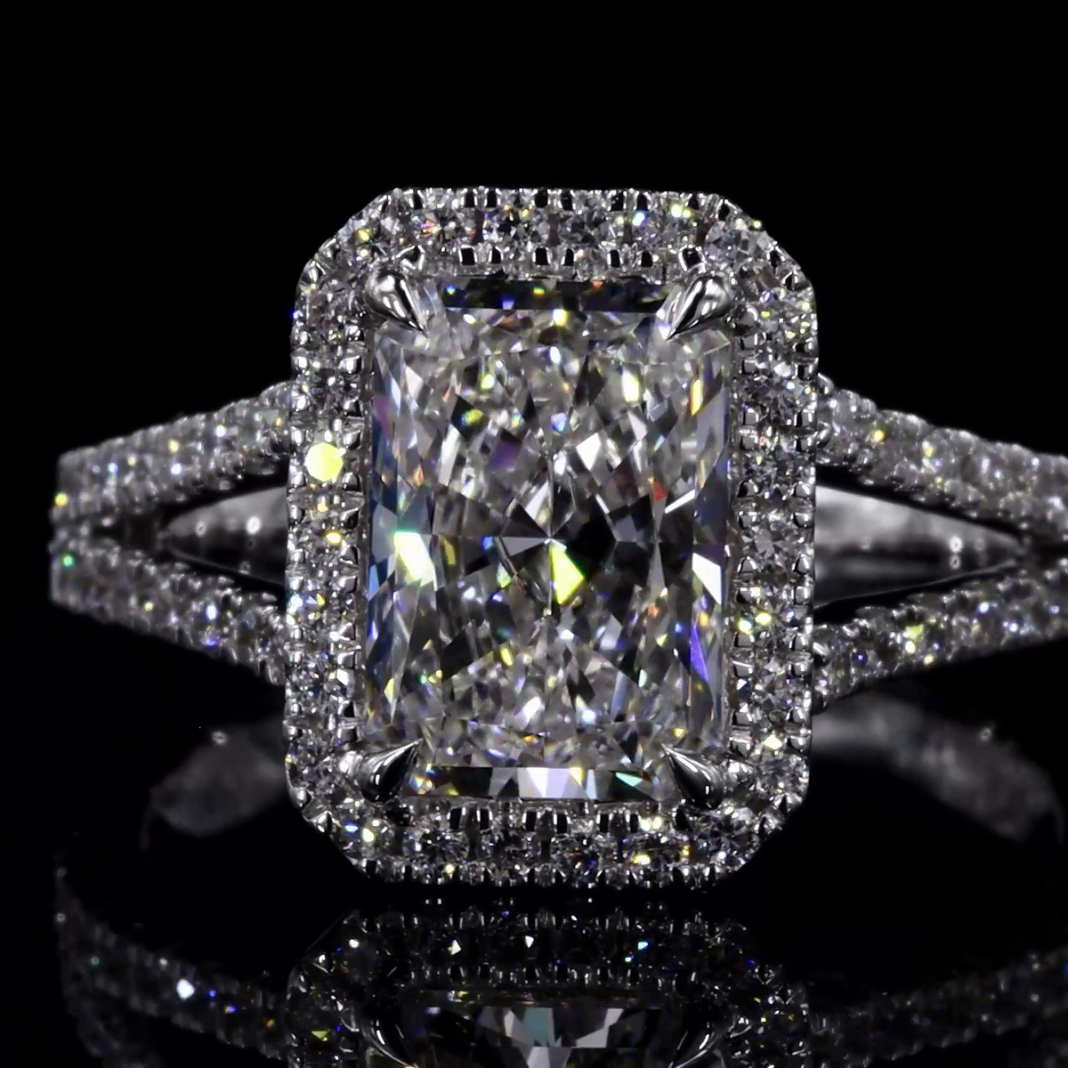 5.93 CT Radiant Lab Grown Diamond Engagement Ring in 14K White Gold
