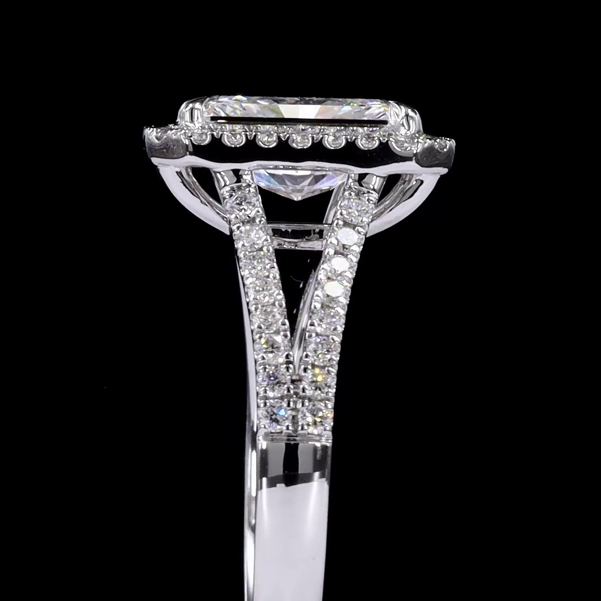 22.02 CT Radiant Lab Grown Diamond Engagement Ring in 14K White Gold