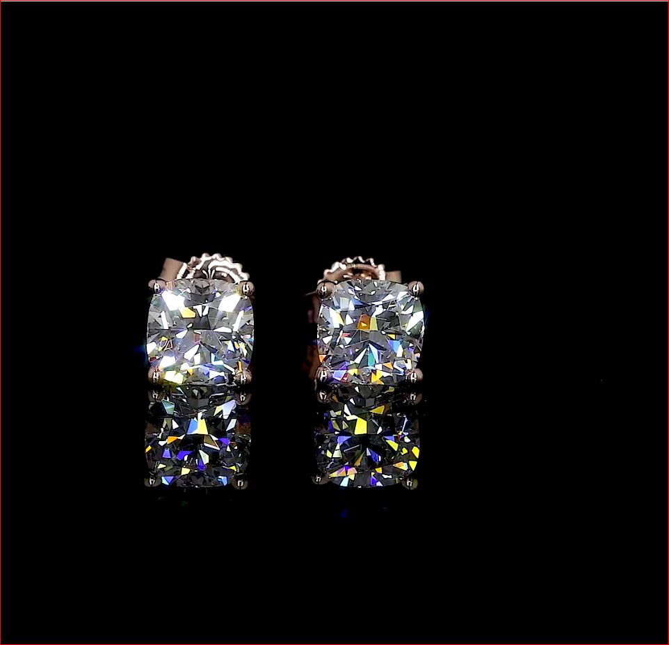 1.49 CT Cushion Lab Grown Diamond Stud Earrings in 14K Rose Gold