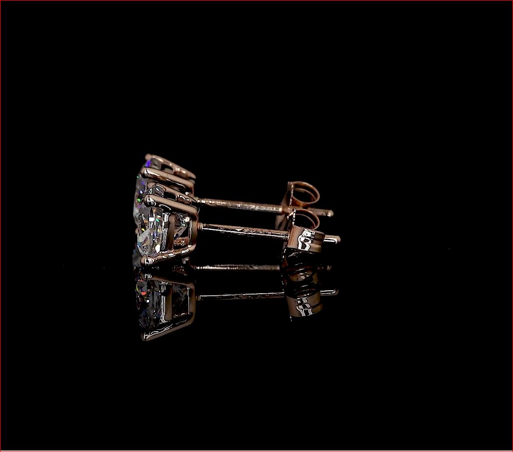 1.49 CT Cushion Lab Grown Diamond Stud Earrings in 14K Rose Gold