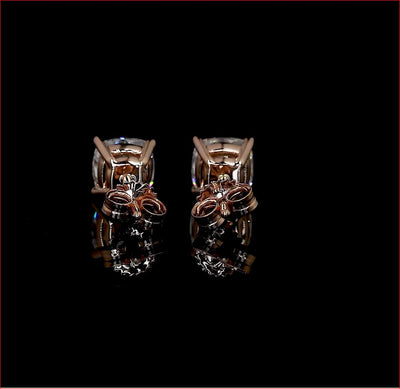 1.49 CT Cushion Lab Grown Diamond Stud Earrings in 14K Rose Gold