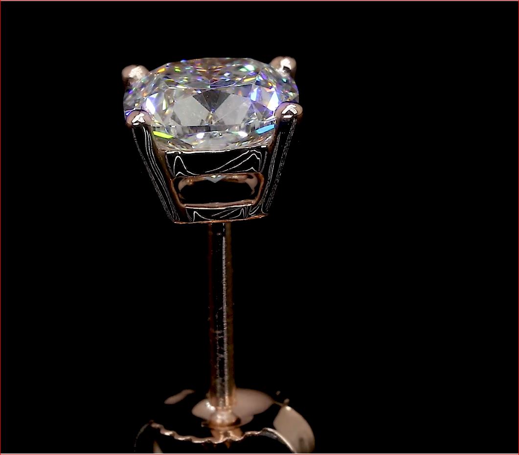 1.49 CT Cushion Lab Grown Diamond Stud Earrings in 14K Rose Gold
