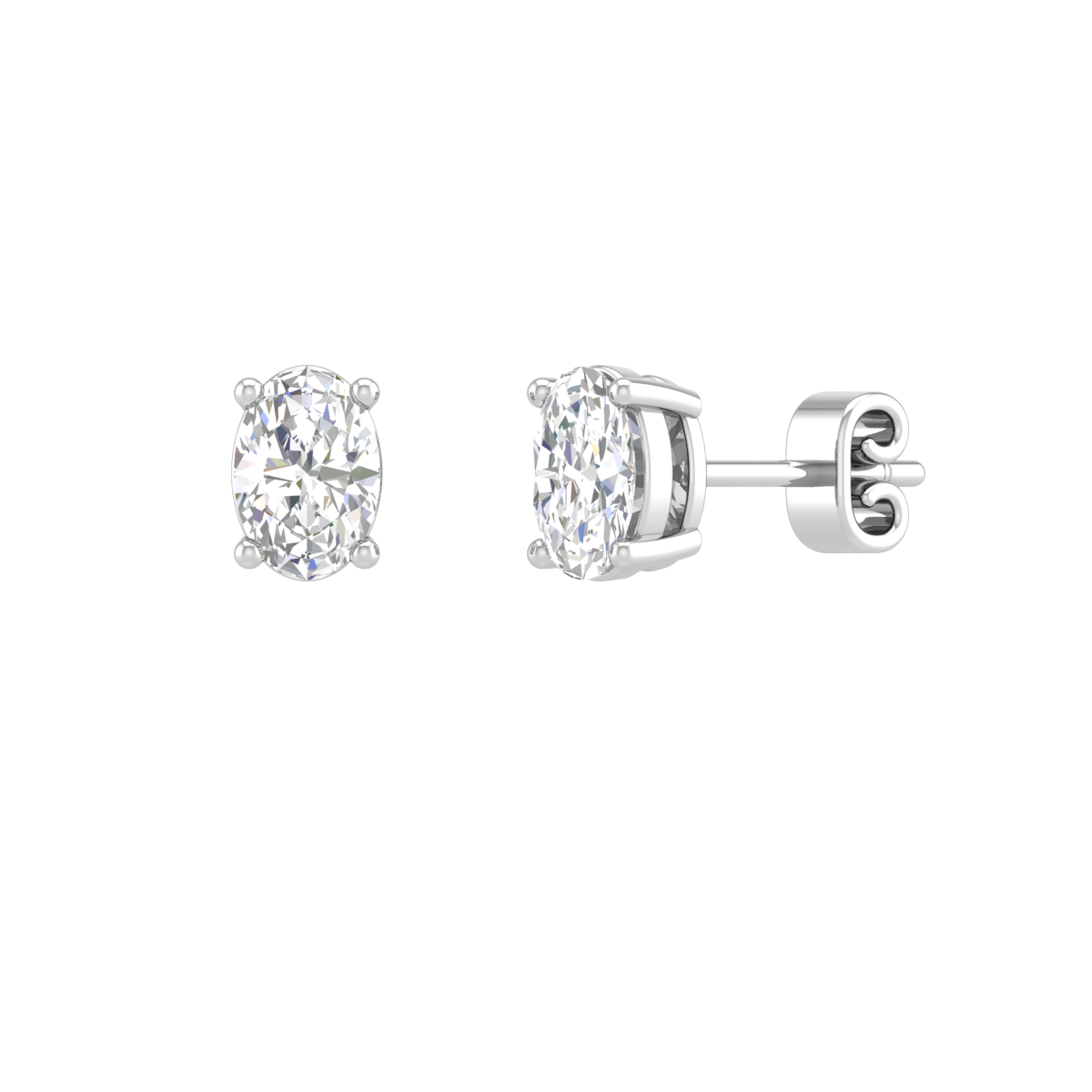 1.04 CT Oval Lab Grown Diamond Stud Earrings in 18K White Gold