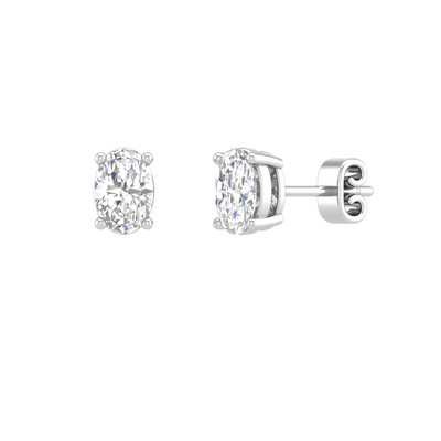 1.04 CT Oval Lab Grown Diamond Stud Earrings in 18K White Gold