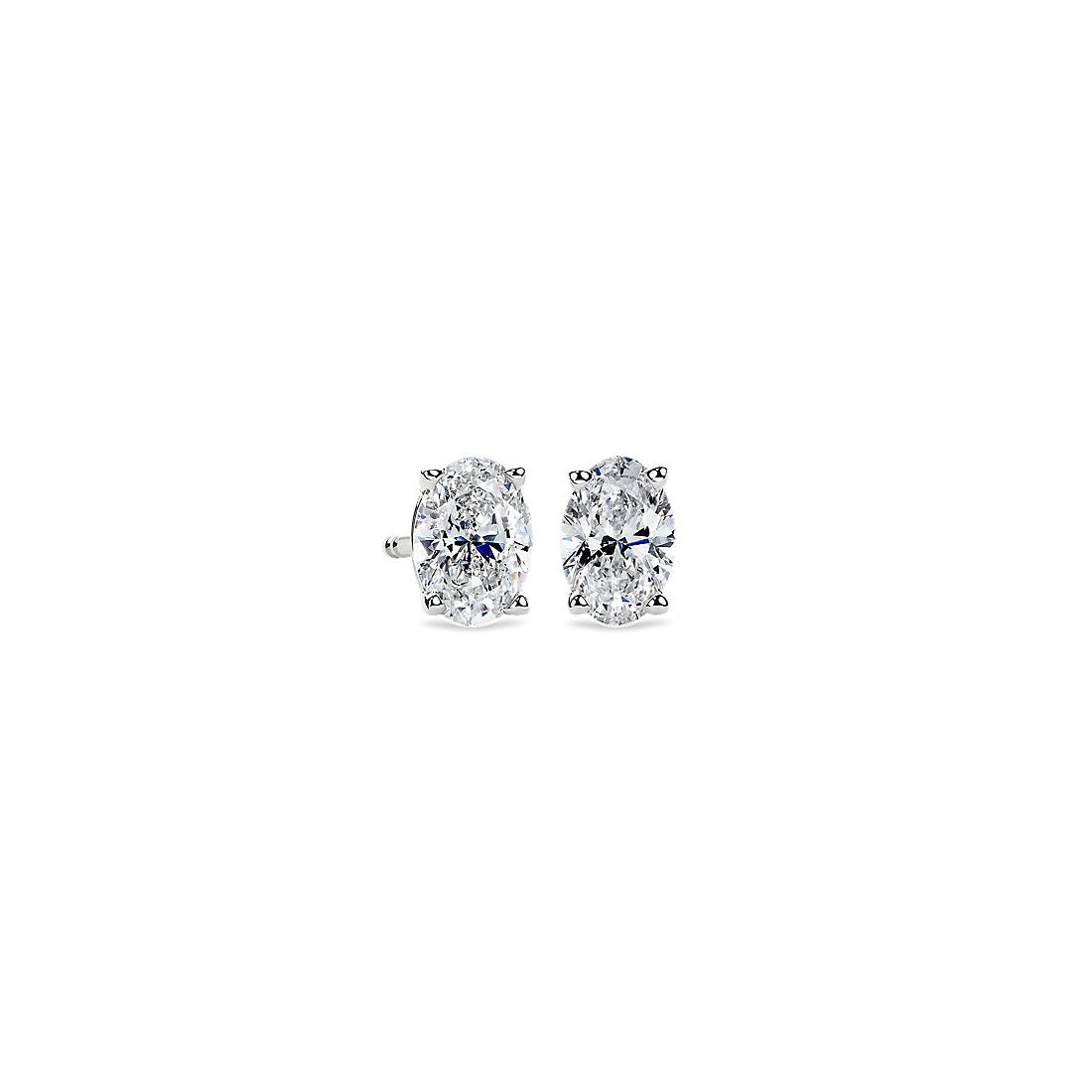 1.04 CT Oval Lab Grown Diamond Stud Earrings in 18K White Gold