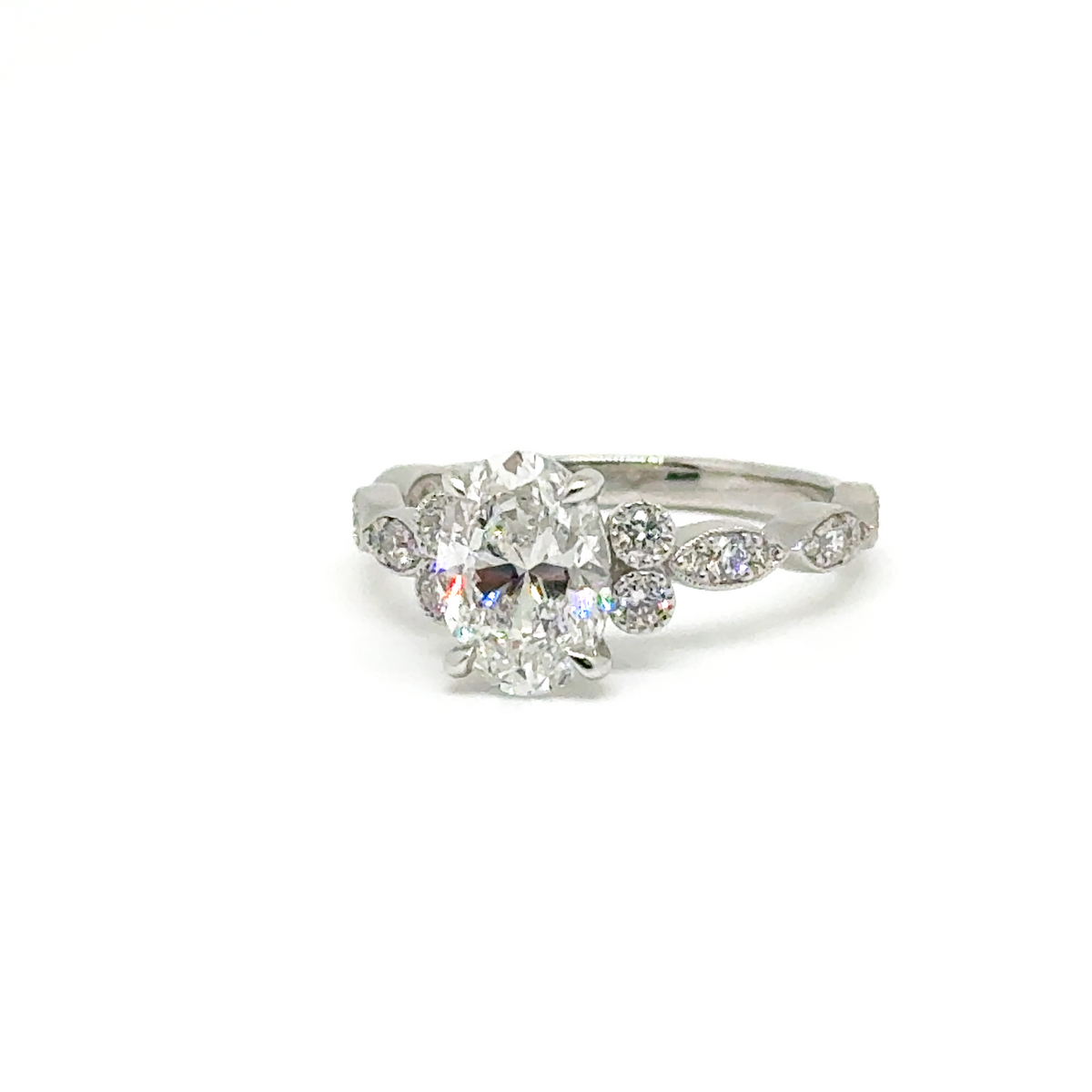 Lap Grown Oval Shaped Diamond Engagement Ring